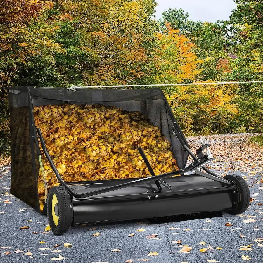 Tow-behind lawn sweeper, 44-inch, leaf and grass collector